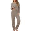 Lovasy Pigiama Invernale Donna Maniche Lunghe Set Pigiama Leggero | con Scollo a V Pigiami in Pile Caldo