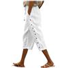 WZMYDBD Pantaloni Capri da Donna Casual in Cotone e Lino Pantaloni da Jogging a Gamba Dritta Larghi Taglie Forti Pantalone da Yoga con Tasche Elasticizzati in Vita Pantalone Capri da Donna Tinta Unita