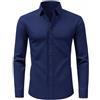 Okdance Camicie a maniche lunghe da uomo bianche a 4 vie, elasticizzate, senza pieghe, a maniche lunghe, con bottoni, camicia casual da ufficio
