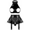 MSemis Completi Intimi Donna Babydoll Lingerie in Pelle Verniciata Push Up Reggiseno Aperto Bra Bralette + Minigonna con Perizoma e Reggicalze Wetlook Clubwear Latex Lingerie
