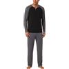 Aseniza Pigiama Uomo Invernale Cotone Lungo Due Pezzi con Tasche | Morbida biancheria da notte con design a contrasto, pantaloni dritti con coulisse e tasche laterali, come abbigliamento da