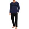 Marvmys Pigiama Uomo Lungo Due Pezzi Scollo a V con Strisce | Set due pezzi con scollo a V e righe. Pantaloni con tasche, disponibili con fondo dritto o polsini elastici alla caviglia.