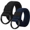 ITIEZY Cintura Uomo In Tela Fibbia Metallo Nero Bianco Casual Moda | Regolabile in modo continuo, fibbia a doppio anello, tela robusta, perfetta per lavoro, tempo libero
