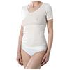 EMMEBIVI Confezione da 2 Pezzi Canottiera Donna Mezza Manica in Lana E Seta Capo Realizzato in Lana Merino Extra Fine. Disponibile nei Colori Bianco e Nero.