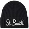 Saint Barth MC2 Cappello Wengen Nero con Ricamo St. Barth in Lurex Argento | berretto