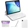 HOU Tastiera Bluetooth per iPad Air 6a/5a/4a/Pro 11, Air 11 Pollici(M3/M2, 2025/2024), Custodia in Ecopelle con Tastiera, Angolo Ergonomico, Disposizione ltaliana, Bianco