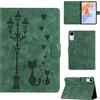 Rosbtib Custodia per Honor Pad V9 2024 11.5 pollici Custodia protettiva in ecopelle con supporto, stampa di una coppia di gatti sotto il lampione, per Honor Pad V9 2024, Verde