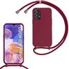 SLWYF Custodia per Samsung Galaxy A23 5G/A23 Cover con Cordino, Silicone Antiurto TPU Morbido Corda Collana Necklace Regolabile Stylish con Catena Ultra Sottile Cover Case, Rosso