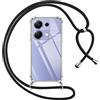 Pnakqil Cover per Xiaomi Redmi Note 13 Pro 4G con Cordino, Trasparente Custodia con Laccio Tracolla Cellulare Girocollo Collana Protettiva per Redmi Note 13 Pro 4G 6.67, Nero