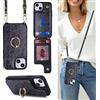 Cavor Cover Compatibile con iPhone 13 Mini con Cordino,Flip Portafoglio Custodia Pelle,[4 Porta Carte][Staffa Supporto],Custodia Cover Compatibile con iPhone 13 Mini - Nero Leopardo
