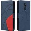 XINNI Cover Protettiva per Oppo Reno2 Z/Reno 2Z Case, retrò Cellulare Custodia Libro Antiurto in Flip Pelle PU/TPU, Portafoglio Flip Magnetica, Blu