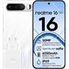 realme 16 5G Smartphone, Schermo AMOLED da 6.57'' 120Hz, Ricarica rapida 45W, Batteria da 6550mAh, Fotocamera IMX852 da 50MP, Dual SIM, NFC, IP69, Bianco(Adattatore incluso)
