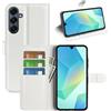 JIUNINE Cover a Libro per Samsung Galaxy A18 / A17 4G / 5G, Bianco | Custodia Portafoglio Antiurto in Pelle Sintetica a Grana Litchi, Portacarte, Chiusura Magnetica, Supporto Regolabile