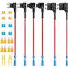 TUNOTYUE 6 Pezzi 3 Tipi Set di Rubinetti per Fusibili Standard/Mini/Micro, Adattatore per Circuito Aggiuntivo, con 5/15 A Fusibili e Estrattore per Fusibile, per Auto, Camion e Barche