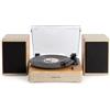 CREATE/RECORD PLAYER PRO/Giradischi in legno naturale con 2 altoparlanti esterni / 3 velocità di riproduzione, Bluetooth 5.3, uscita RCA, sistema Hi-Fi, per tutti i tipi di vinili