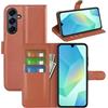 JIUNINE Cover a Libro per Samsung Galaxy A18 / A17 4G / 5G, Marrone | Custodia Portafoglio Antiurto in Pelle Sintetica a Grana Litchi, Portacarte, Chiusura Magnetica, Supporto Regolabile