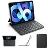 HOU Cover con tastiera Smart Folio per iPad Air 11″ M4/M3/M2, 5ª/4ª gen | per iPad Pro 11″ 4ª/3ª/2ª/1ª generazione, sottile e leggera, semi-silicone, 2 angoli, di visione, nero