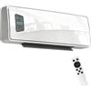 Stufa Ceramica 2000W a Parete con 3 Modalità Temperatura Regolabile Timer Telecomando Bianco
