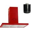 GURARI Cappa aspirante a parete GCH F 461 RD 9 N+GE 77, 90 cm, rosso, aspirazione 1000 m³/h, 3 livelli, cappa aspirante