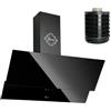 GURARI Cappa aspirante da 80 cm GCH D 268 8 BL PRIME N+GE 77, filtro di ricircolo, cappa aspirante, senza testa, vetro nero, 1000 m³/h, classe di efficienza energetica: A con telecomando