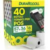 Eurocali 20 Rotoli Carta per POS 57x36 Rotolini Termici Compatibile con Nexi SumUp