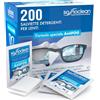 Eurocali 200 Salviette per Pulizia Occhiali da Vista Lenti Ottiche Display Schermo | Soffioclean Salviettine Monouso Soluzione Acolica Delicata Antiappannamento Rimuove Germi Grasso Impronte Smartphone Monitor