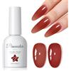 Peacecolor Smalto Semipermanente Unghie Rosso Trasparente, 10ML Soak Off Smalto Unghie Jelly Gel Nail Polish, Smalto per Unghie Semipermanente French Manicure Fai da Te a Casa