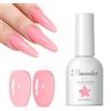 Peacecolor Smalto Semipermanente Unghie Rosa Trasparente, 10ML Soak Off Smalto Unghie Jelly Gel Nail Polish, Smalto per Unghie Semipermanente French Manicure Fai da Te a Casa