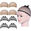 URAQT 8 pcs Parrucca Tappi, 4 Color Carne + 4 Nero | Calotte per Parrucche di Nylon, Unisex Copricapo Elastici a Rete