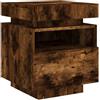 vidaXL Comodino con Luci LED Rovere Fumo 40x39x48,5 cm