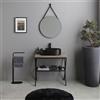 Kiamami Valentina Mobile Bagno 80cm con Lavabo Nero e Specchio Manchester | Struttura metallo nero, top rovere fossile, lavabo ceramica ovale 55x37cm, specchio tondo 60cm, stile industriale