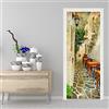 XWYDCF Adesivi per Porte Interne 3D 95 * 215Cm Ristorante Vicolo di Architettura Europea Camera da Letto Porte Carta da Parati in PVC Autoadesivo Impermeabile Complementi Arredo Casa Poster Murale