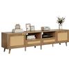 Azkoeesy Mobile TV in rattan, 200 cm, con gambe in legno massiccio e maniglia, 2 cassetti e 2 ante, colore rovere