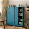 MetaCate lnov 155 cm Credenza Cucina Alta, Mobile Cucina in Metallo con 2 Ante, Mobile Dispensa con 3 Ripiani Regolabili, per Sala da Pranzo e Soggiorno, 35x70x155 cm, Stile Minimalista, Blu