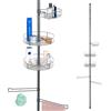 bremermann Scaffale da bagno telescopico, 3 cestini, 2 aste per asciugamani, asta telescopica fino a max. ca. 290 cm (grigio)