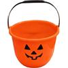 AURACASA Secchio di Halloween per Dolcetto o Scherzetto, Contenitore in Plastica Arancione a Forma di Zucca con Manico Nero, Decorazione Festiva per la Raccolta di Caramelle (1, Grande)