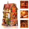 fifijoy Kit fai da te in miniatura per adulti - Endless Manor Booknook | Puzzle 3D in legno con LED, mini kit per la costruzione di una casa per adolescenti, piccola casa libreria
