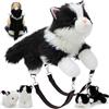 MorisMos Zaino di peluche 5 in 1 a forma di mummia con 4 gattini, peluche a forma di gatto grande 50 cm, tasca segreta realistica sulla pancia, spallacci rimovibili per spalla o zaino