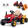 COSTWAY 24V Trattore Elettrico per Bambini, Macchina Cavalcabile con Telecomando, Clacson Musica, Connessione Wireless e Fari a LED, per Bambini 3 Anni+ (Rosso)