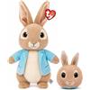 TY Peter Coniglio Beanie & Beanie Bouncer, set da 2 pezzi, 15 cm in morbido peluche e palla di peluche rimbalzante da 7 cm, da collezione, per bambini, ragazze e ragazzi