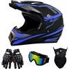 Homkia Casco Motocross Integrale per Adulti con Occhiali, Guanti e Copriviso | Set motocross completo e versatile con casco integrale, occhiali, guanti e copriviso coordinati per attività off-road.