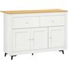 HOMCOM Credenza Cucina Buffet Moderna Madia 2 Cassetti 117x35x80 cm Bianco | 3 Ante Soft Close, Mobile Cucina, Ripiano Regolabile, Soggiorno e Ingresso, in Legno