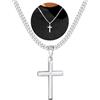 Esrael Collana a catena a croce in acciaio inossidabile 316L, per uomini e ragazzi, argento oro nero, 5 mm, resistente catena cubana con ciondolo a croce, gioielli per lui 40,6-61 cm