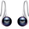 VONALA Orecchini di perle nere in argento Sterling da appendere gioielli regali per donne e ragazze, Argento Argento sterling