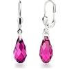 Schöner-SD - orecchini in argento 925 con piccoli cristalli di Swarovski®, 13 mm con scintillanti cristalli a taglio briolette