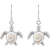 Vurmashop Orecchini in argento Sterling 925 occhio di Shiva a forma di tartaruga, con pietra di Santa Lucia, perle naturali, conchiglia marine, piccoli orecchini argentati bianchi
