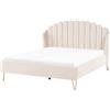 BELIANI Letto in velluto beige 160 x 200 cm Struttura letto imbottita gambe in metallo design retrò testiera trapuntata arrotondata camera da letto a conchiglia