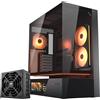 Cougar Case da gaming COUGAR CFV235 Vision Midi-Tower nero con display LCD, 1 porta USB-C 3.2, 2 porte USB-A 3.0 + alimentatore GR 1000 80+ Gold preinstallato