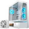 Cougar Case da gaming COUGAR CFV235 Vision Midi-Tower bianco con display LCD, 1 porta USB-C 3.2, 2 porte USB-A 3.0 + alimentatore GR 1000 80+ Gold preinstallato