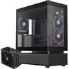 GameMax Case da gaming GAMEMAX N80 BK Midi-Tower nero 1x USB 3.0 + 1x USB-C, audio + alimentatore GX-1050 PRO BK 80+ Platinum